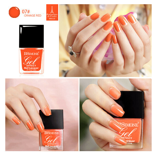 Popular no-bake long-lasting water-based nail polish (07# orange red)