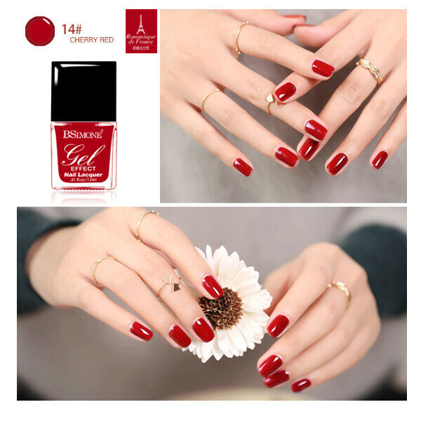 Popular no-bake long-lasting water-based nail polish (14# cherry red)