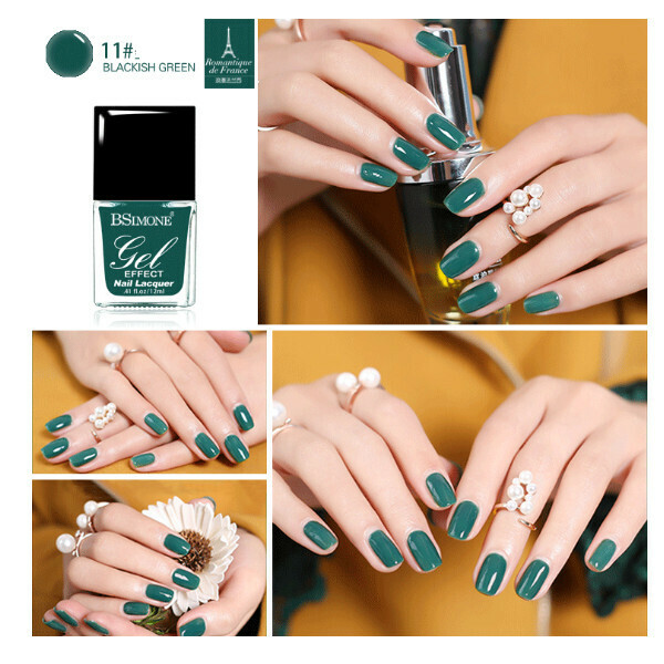 Popular no-bake long-lasting water-based nail polish (11# dark green)