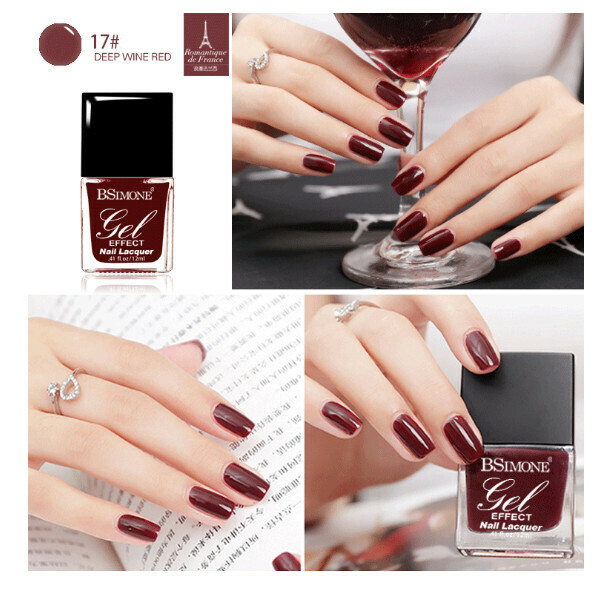 Popular no-bake long-lasting water-based nail polish (17# deep burgundy)