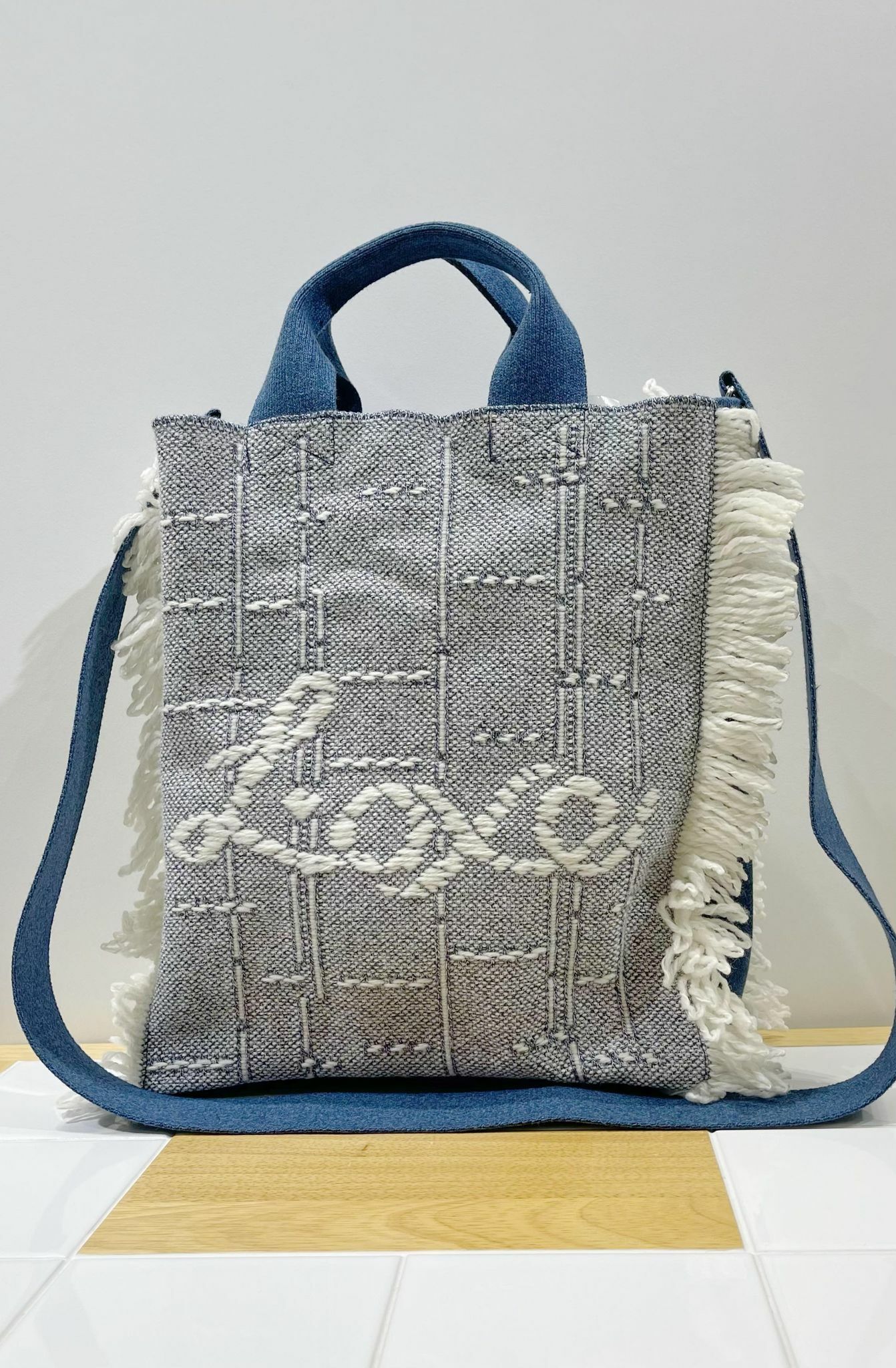 LOXE "櫻花初下"針織袋 - 深藍色