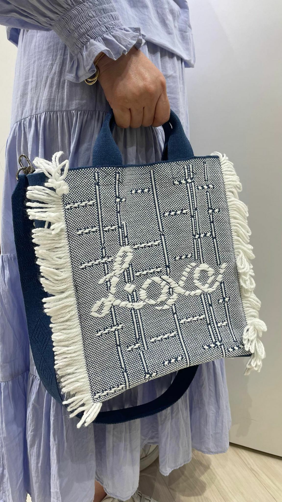 LOXE "櫻花初下"針織袋 - 深藍色