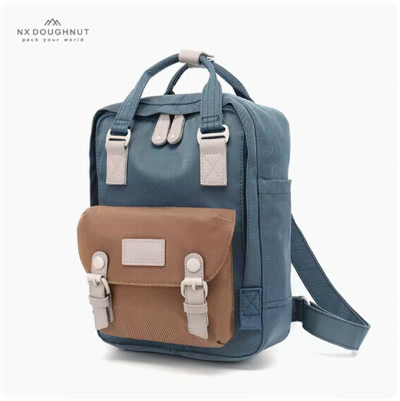 Popular casual and fashionable donut mini backpack elementary school bag [Pink Gray Blue*Mushroom (Small Size)]