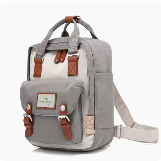 Popular Casual Fashion Donut Mini Backpack Elementary School Bag [Ivory with Gray (Small Size)]