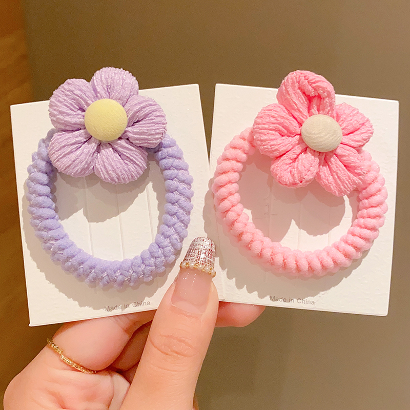 Children's Flower with Thick Hair Rope Headpiece (8# Purple + Pink 2-Piece Set)