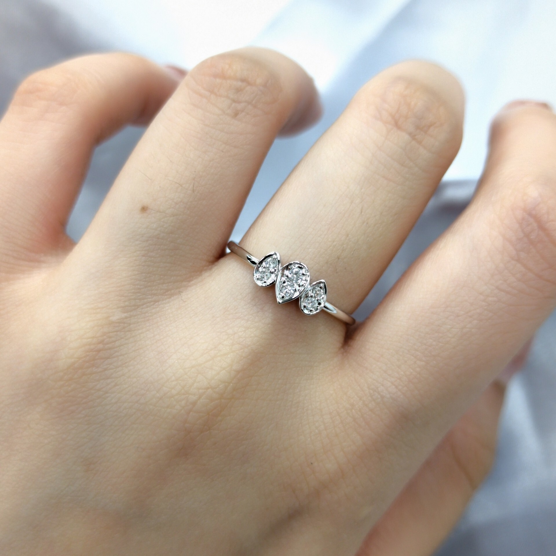 全新18K白金10份鑽石戒指