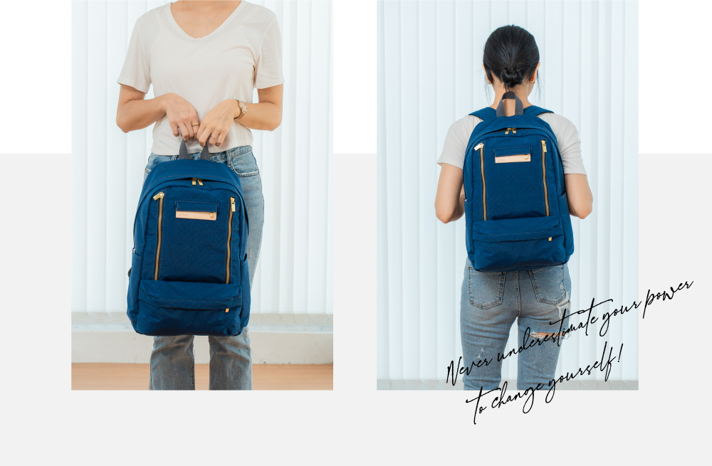 輕旅行後背包-海軍藍 SOS1381-225上身比例照