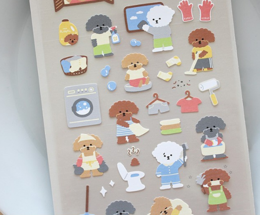 不透明款式 狗狗日常貼紙 狗狗大掃除｜SUATELIER 韓國