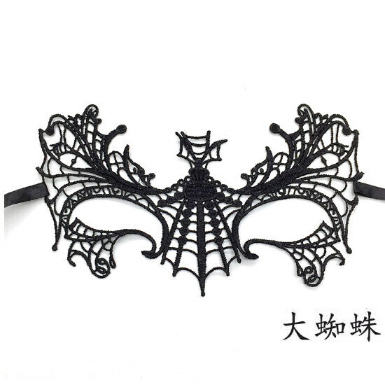 熱賣派對黑色蕾絲面具舞會眼罩（不定型-大蜘蛛）
