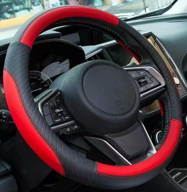 爆款(黑紅色 38cm )汽車方向盤套 