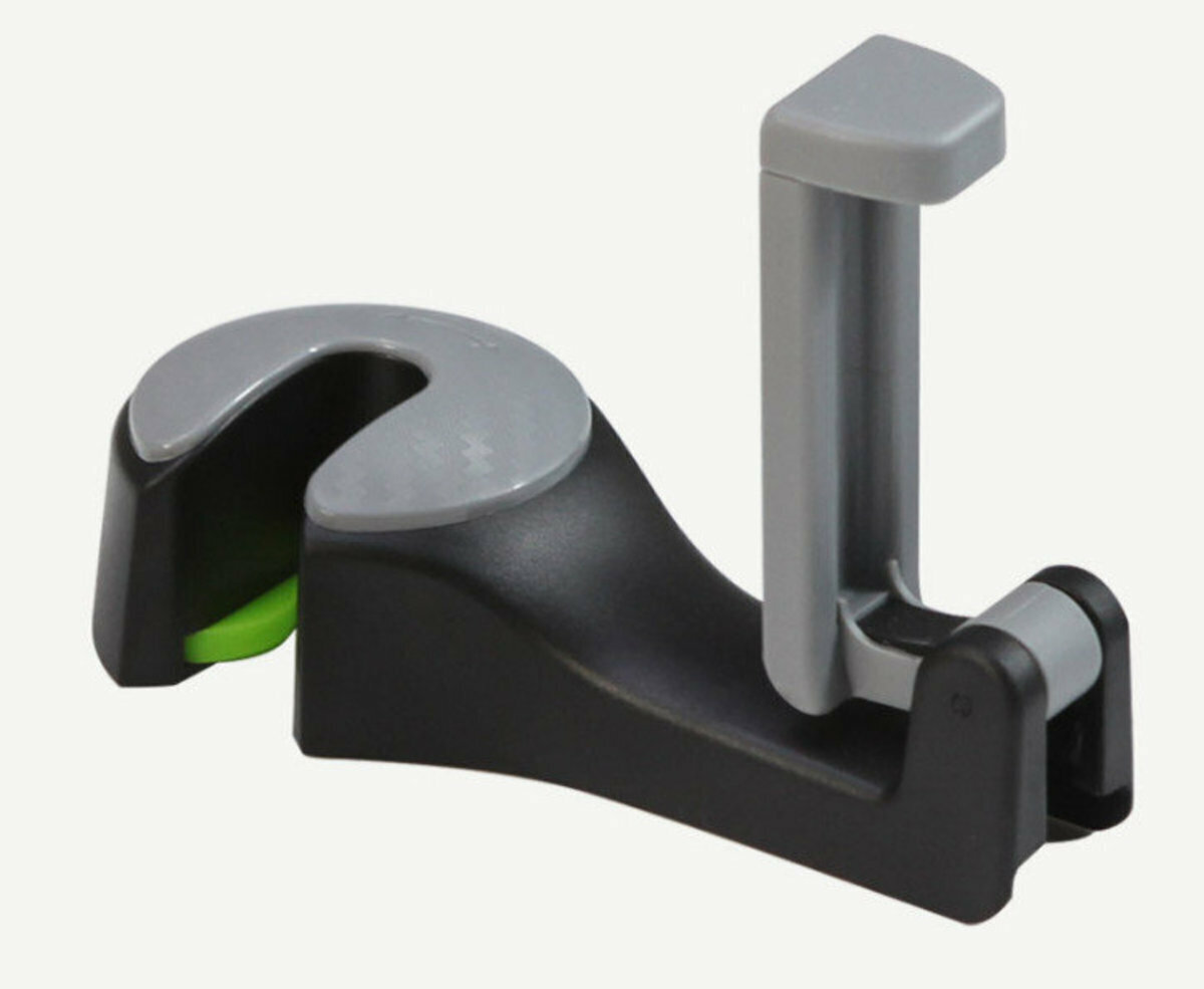 Multi-functional seatback headrest hook for car (black and gray hanging phone)