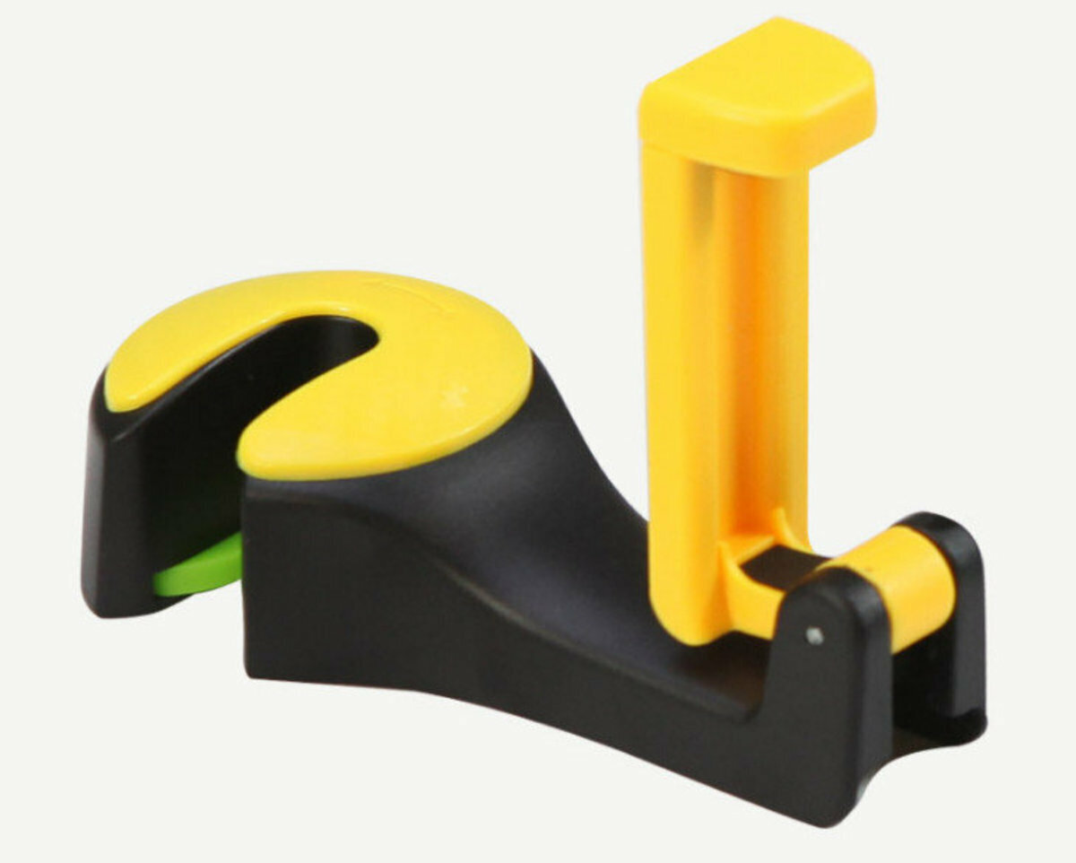 Multi-functional seatback headrest hook for car (black and yellow hanging phone)