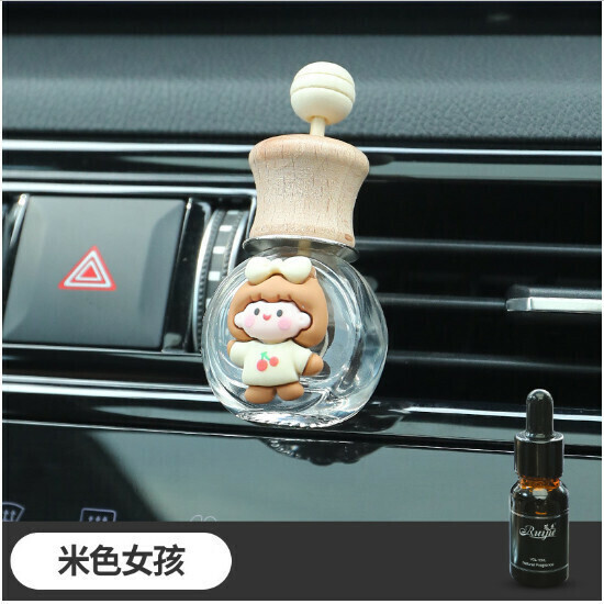 Car air outlet car aromatherapy bottle jewelry (beige girl [tuyere])