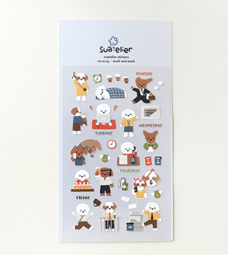 不透明款式 狗狗日常貼紙 上班生活(犬)｜SUATELIER 韓國