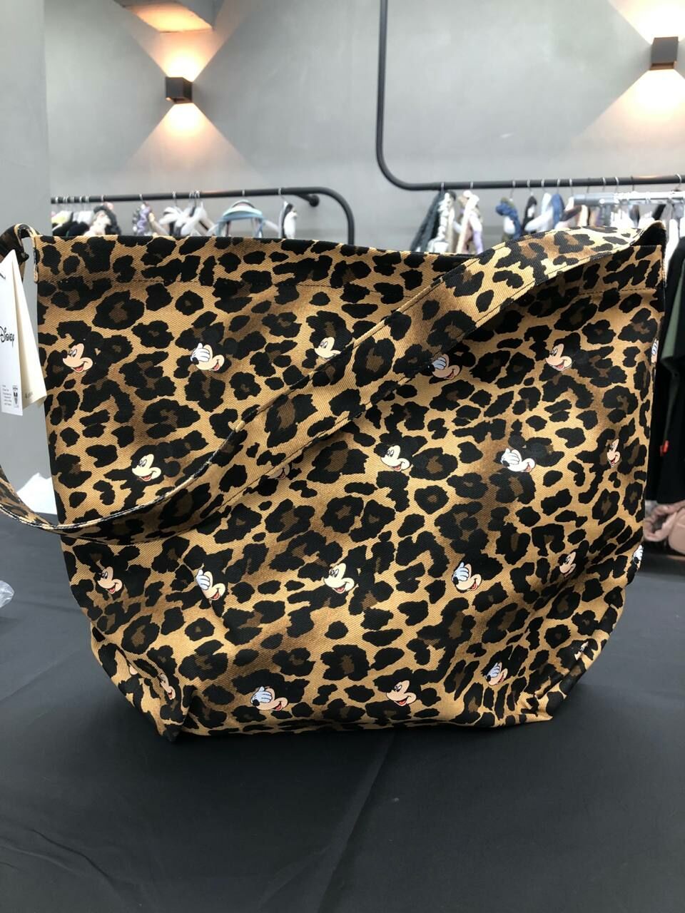 [S] LE.JUNEV MONOGRAM MICKEY LEOPARD PRINT SHOULDER BAG,LEOPARD, SLJV224 (SLJV224)