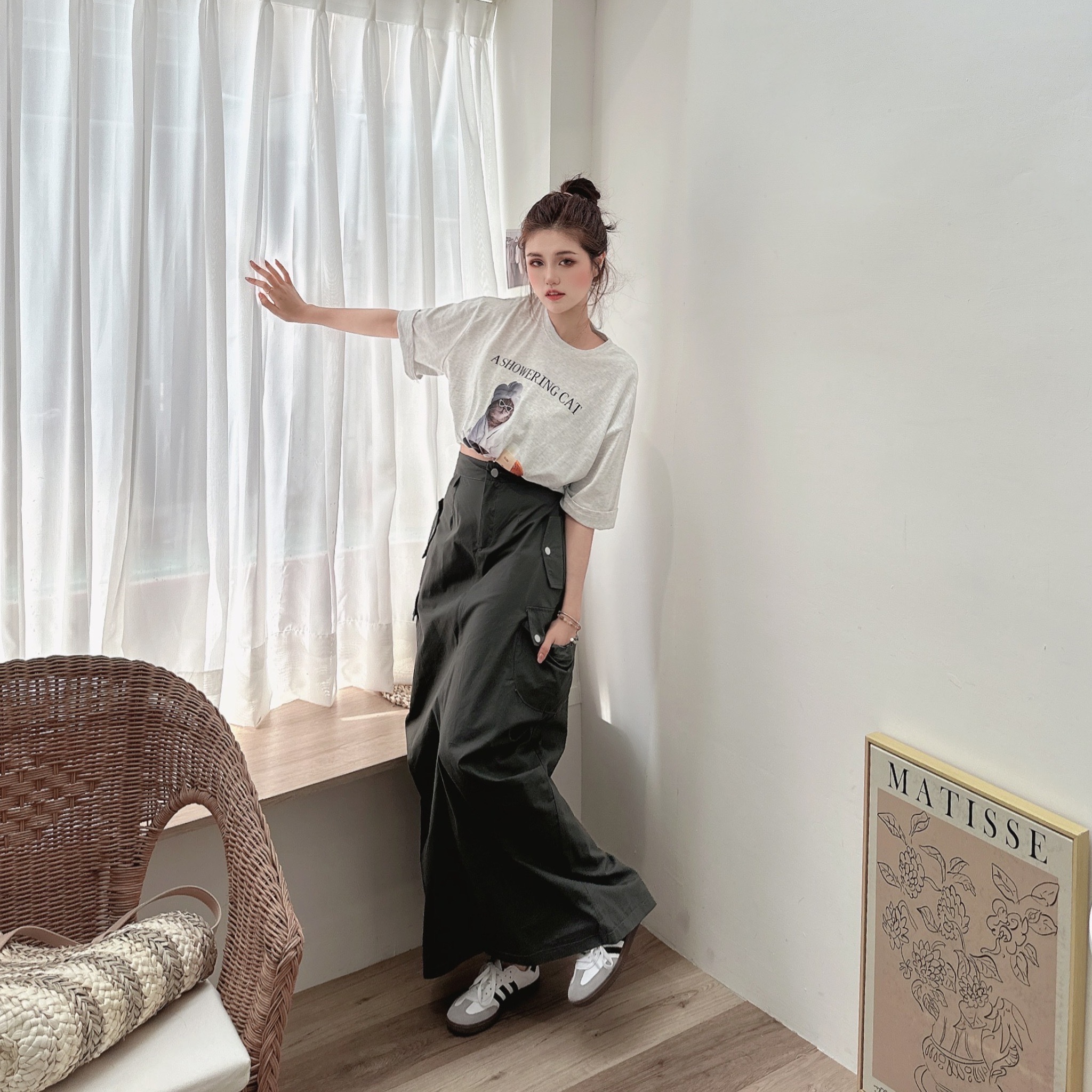 工裝風口袋縮繩長裙/二色