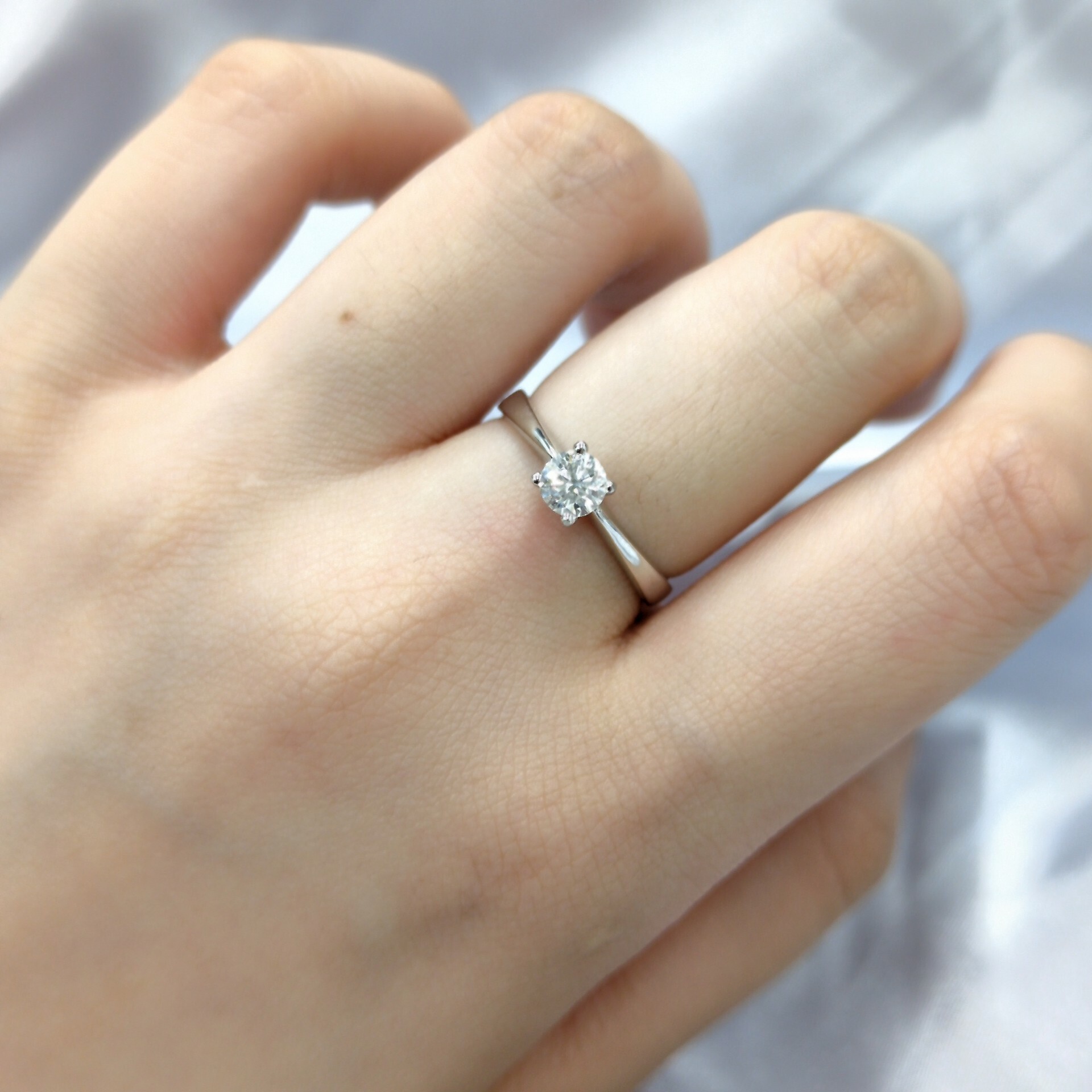 全新18K白金【單粒34份鑽石】戒指