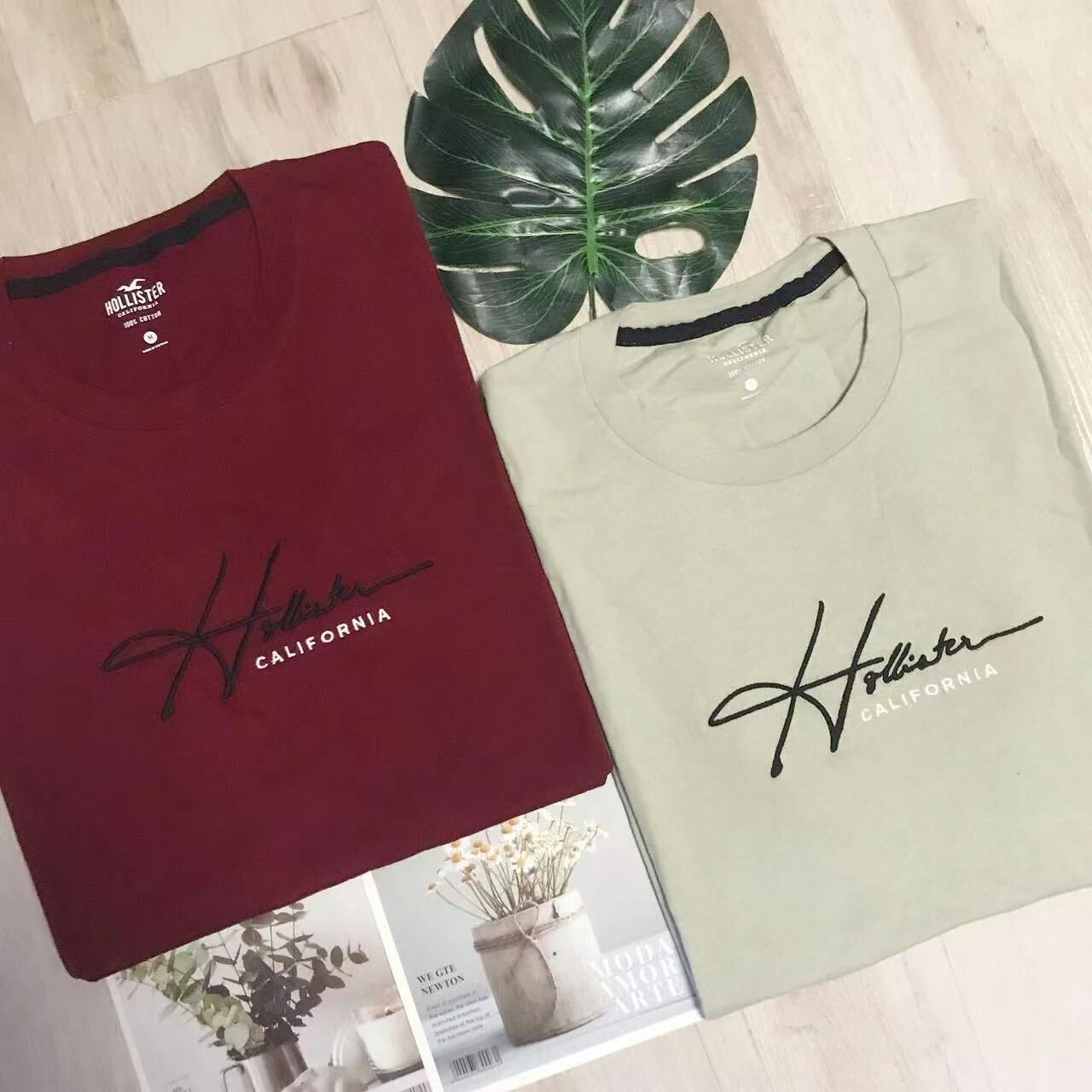 HOLLISTER MIDDLE LOGO TEE 刺繡款