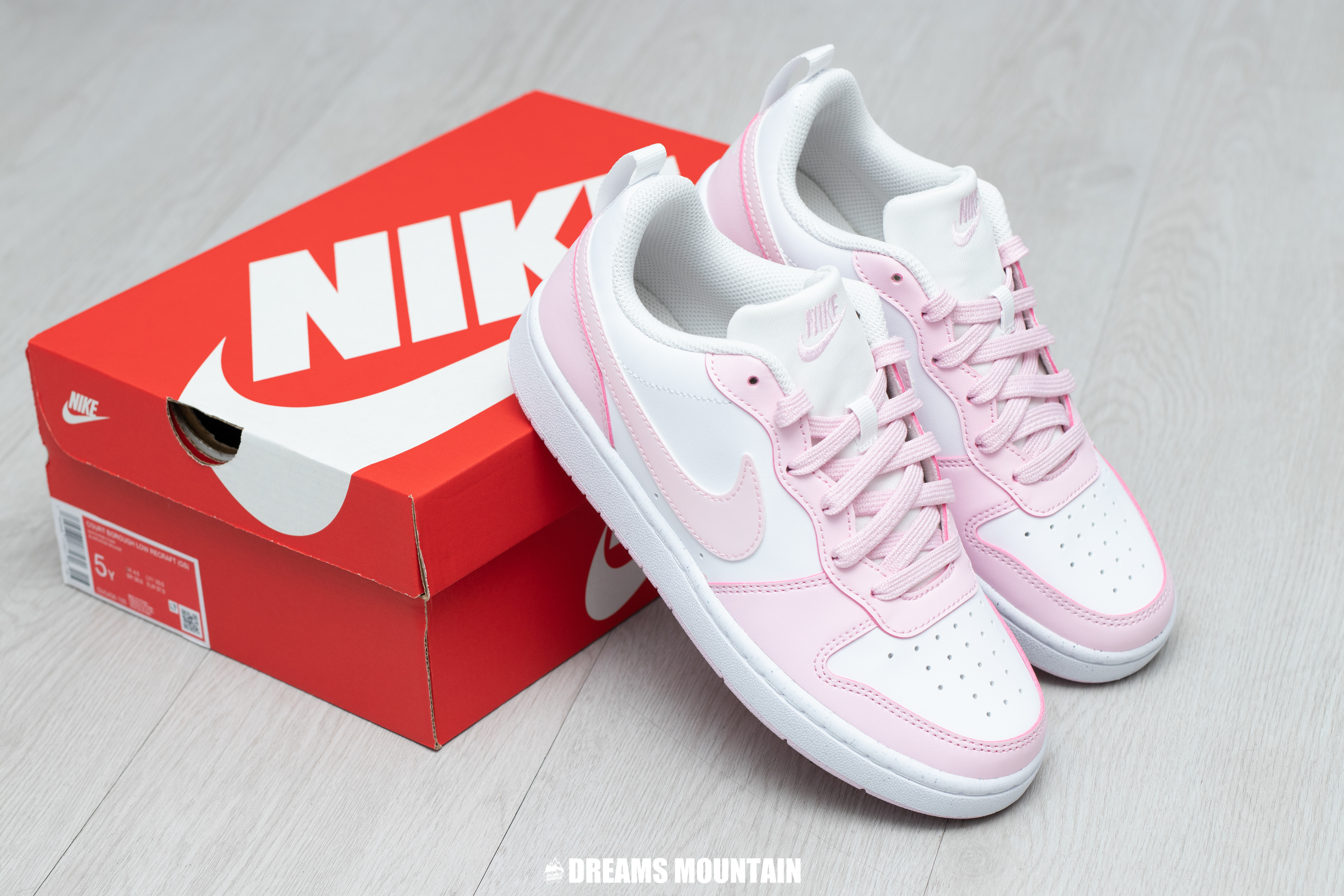 【現貨】Nike Court Borough Low Recraft 粉白-GS