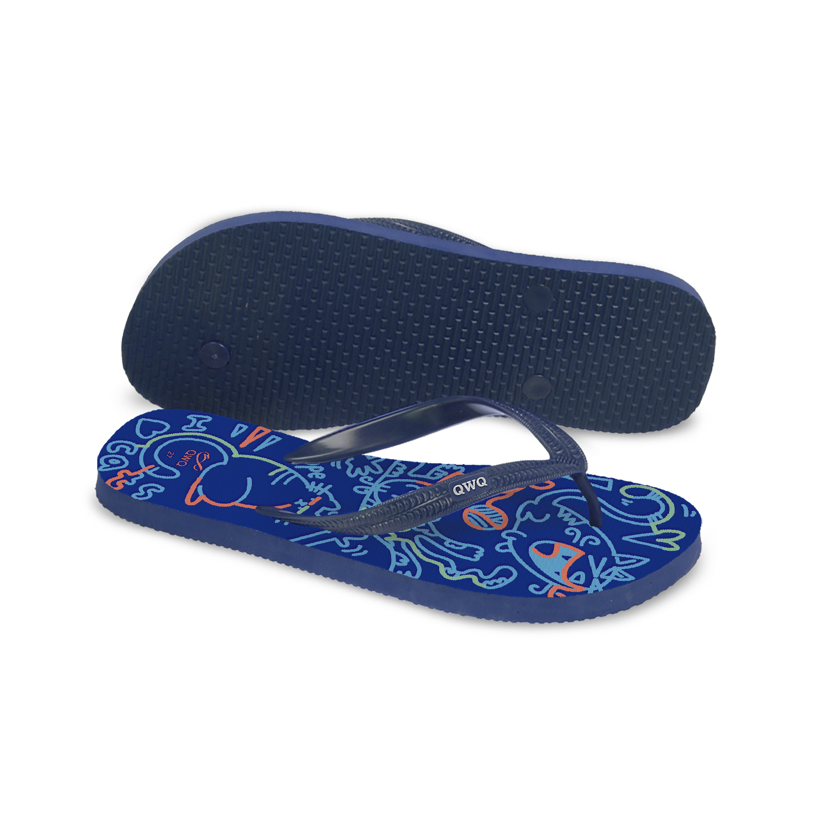 HauserHand聯名 Cool Cats 男款粗帶人字夾腳拖鞋 藏青藍