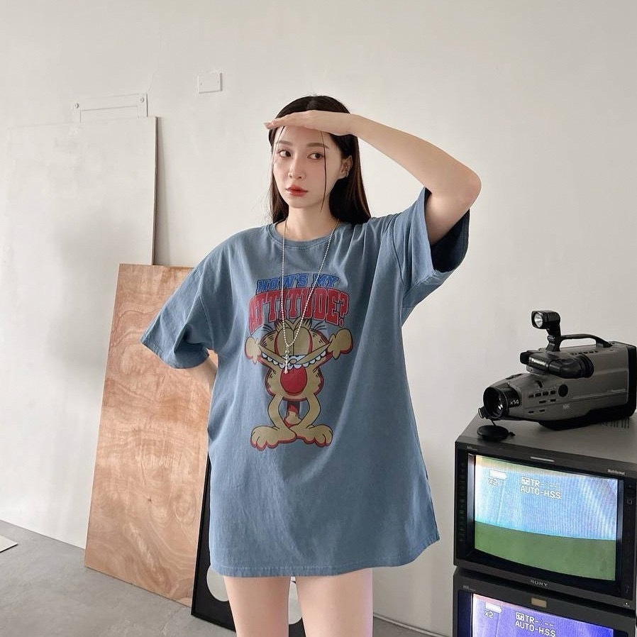 韓版 加菲貓印花短tee