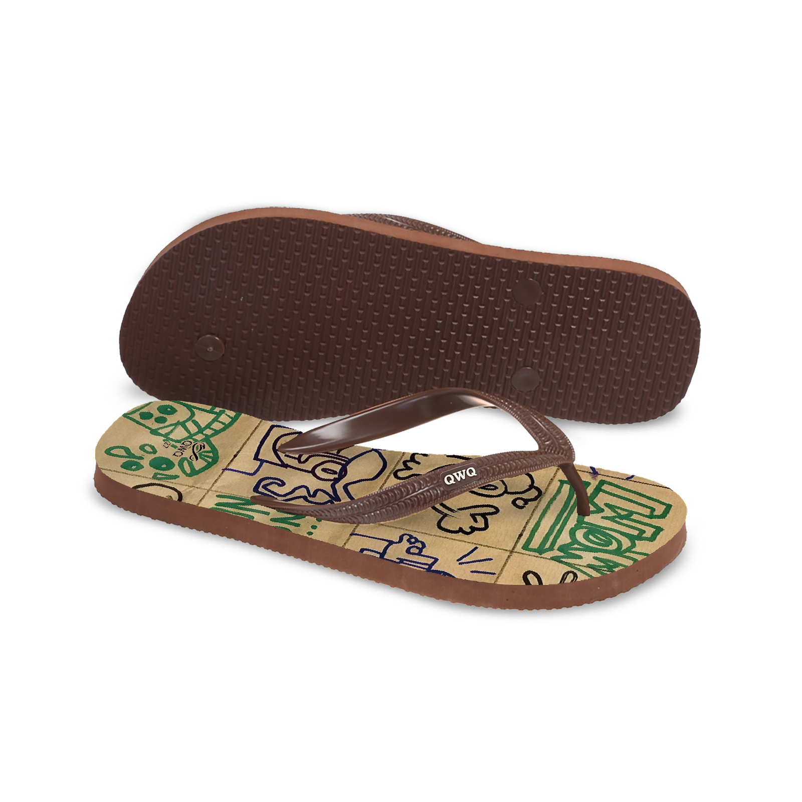 HauserHand聯名 Poke Me 男款粗帶人字夾腳拖鞋 可可棕