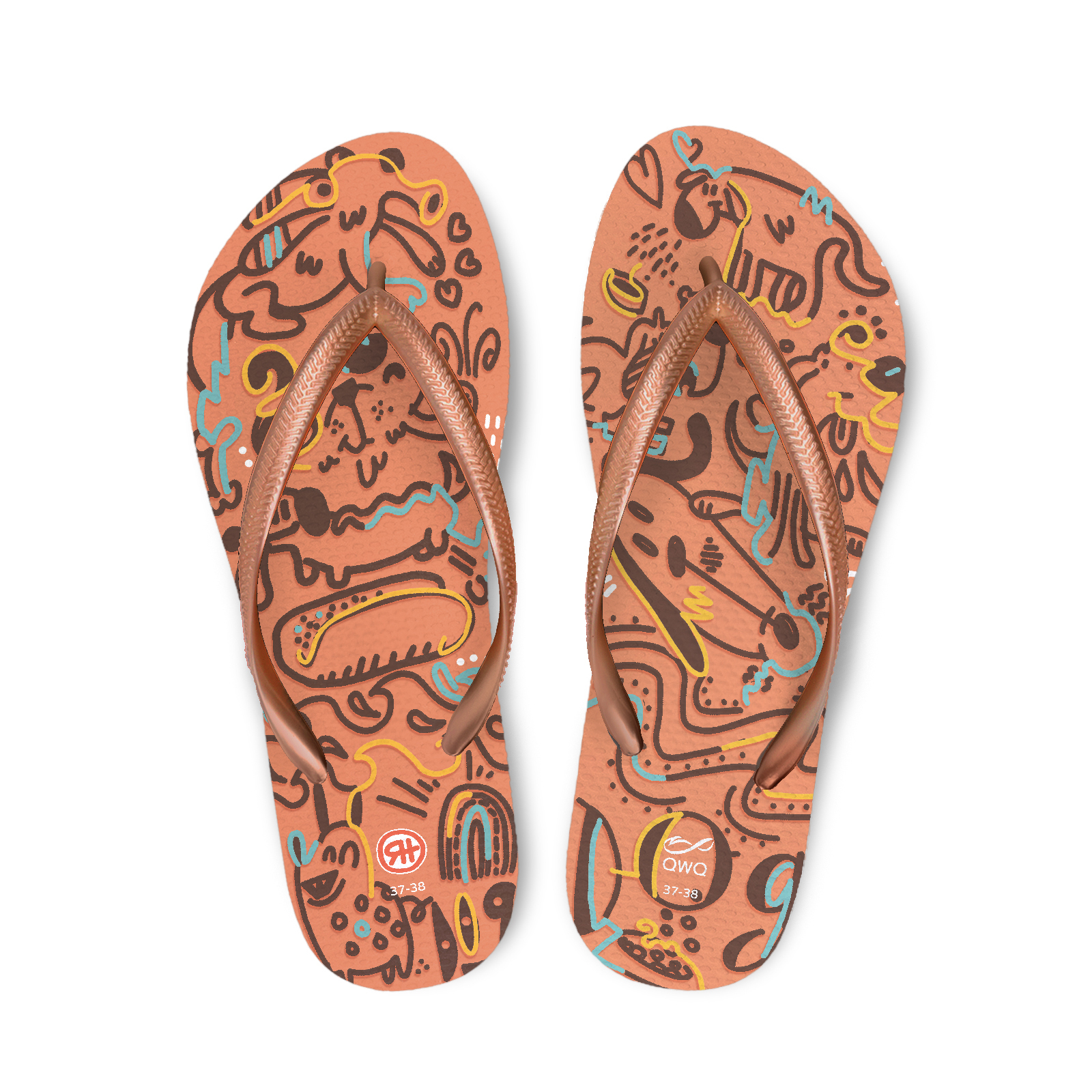 HauserHand聯名 Hot Dogs 女款細帶人字夾腳拖鞋 泰奶