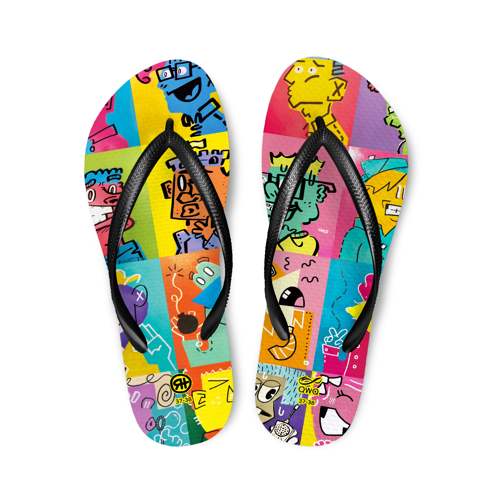 HauserHand聯名 Block it 女款細帶人字夾腳拖 曜石黑