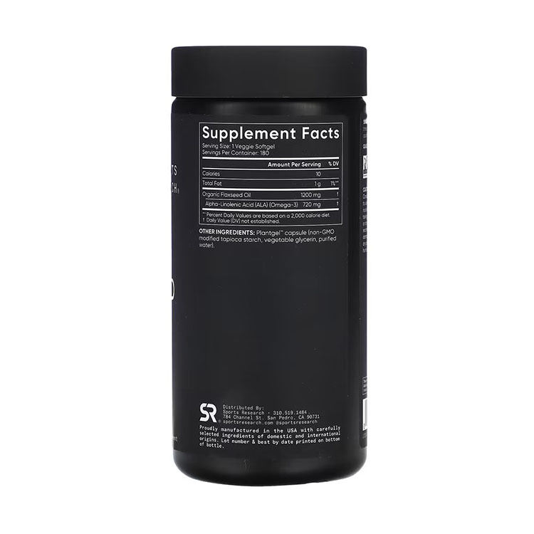 Sports Research Flaxseed Oil, 1,200 mg, 180 Veggie Softgels