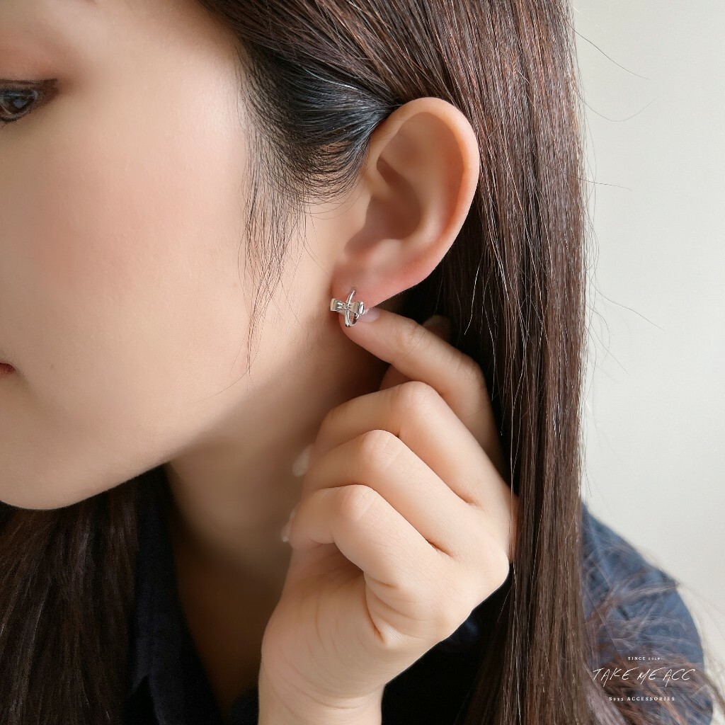 最簡單的蝴蝶結圈圈｜全純銀耳環