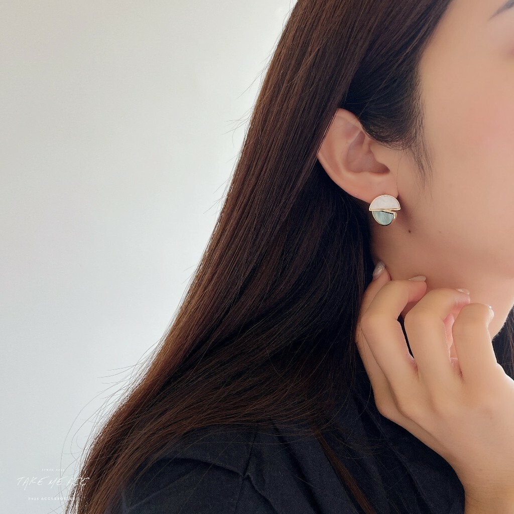 半圓甜心｜純銀針耳環
