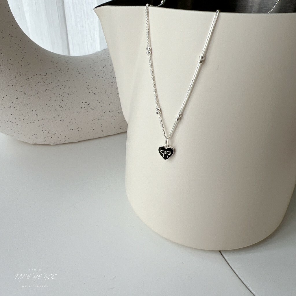 蝴蝶結愛心｜純銀項鍊