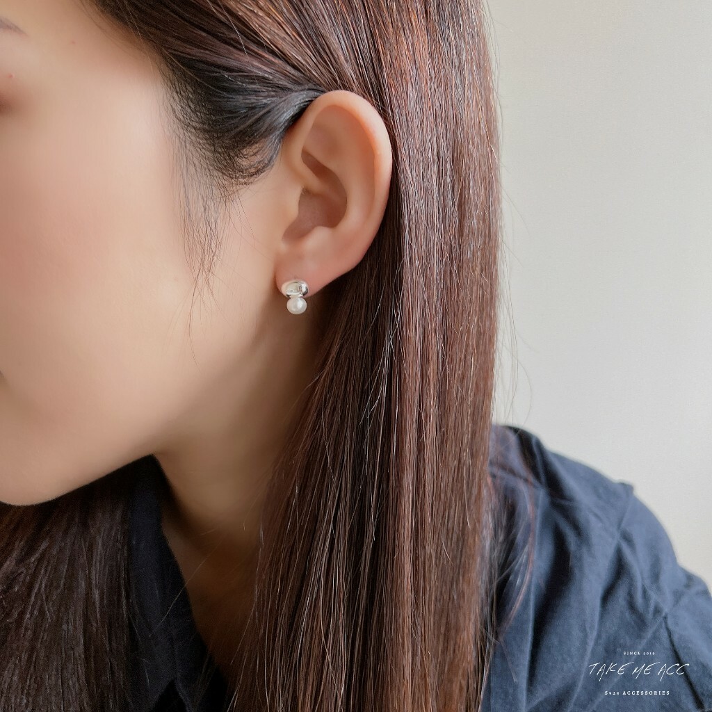 珍珠豆豆｜全純銀耳環