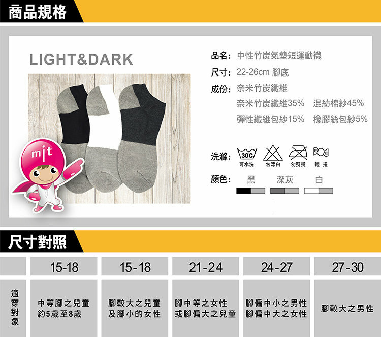 竹炭短襪（毛巾底）