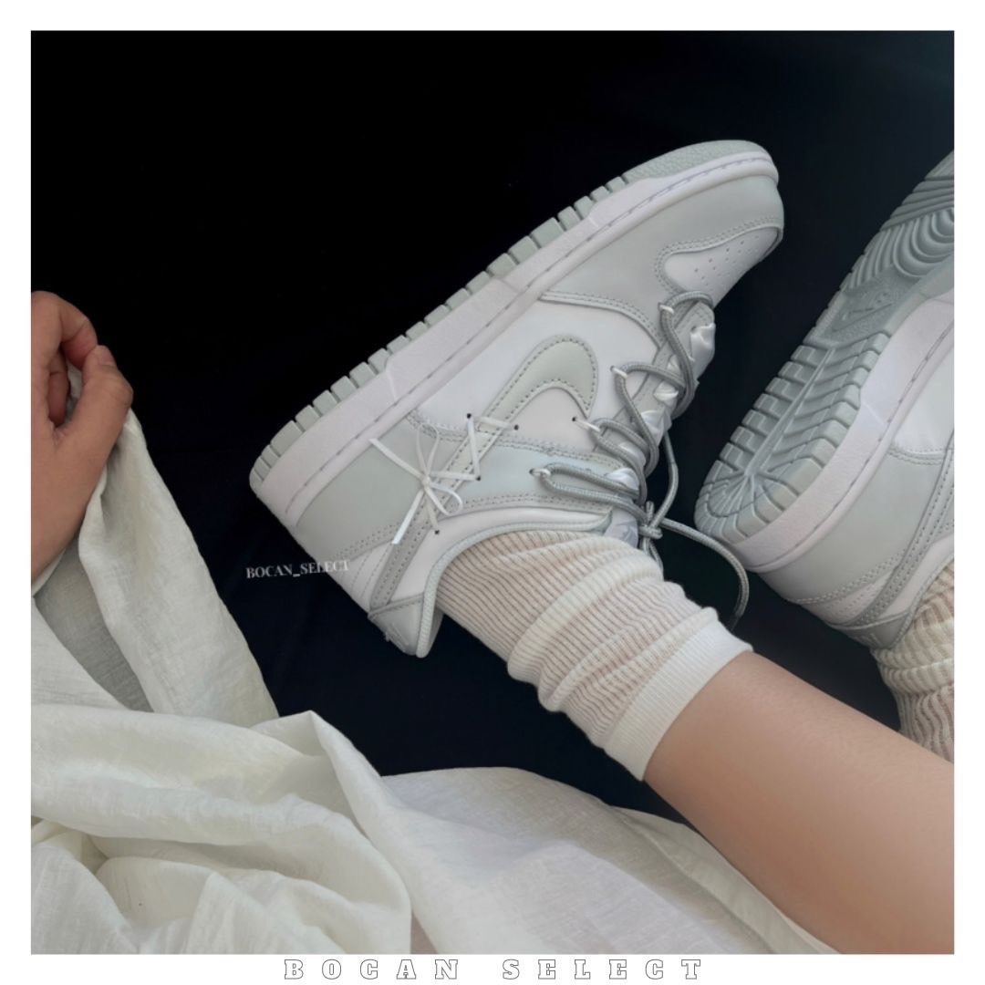 NIKE DUNK LOW 芭蕾 緞帶 訂製款 DH9765-102（Team52-淺銀芭蕾）