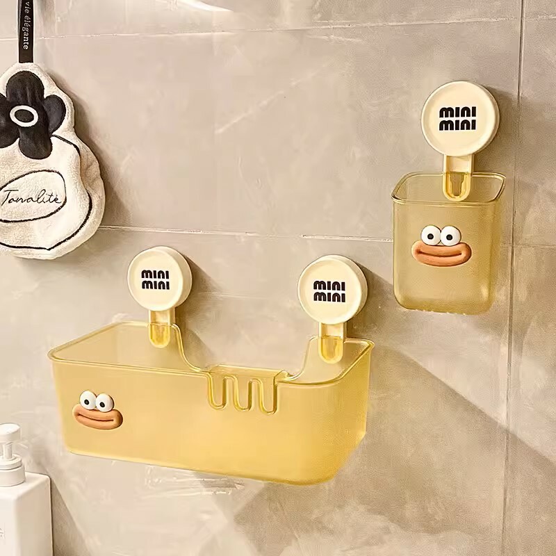 《4382》可愛大眼香腸嘴掛式收納架