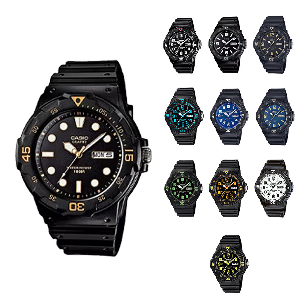 【CASIO 卡西歐】MRW-200H 指針錶 數字面盤 橡膠錶帶 日期 星期 大錶面