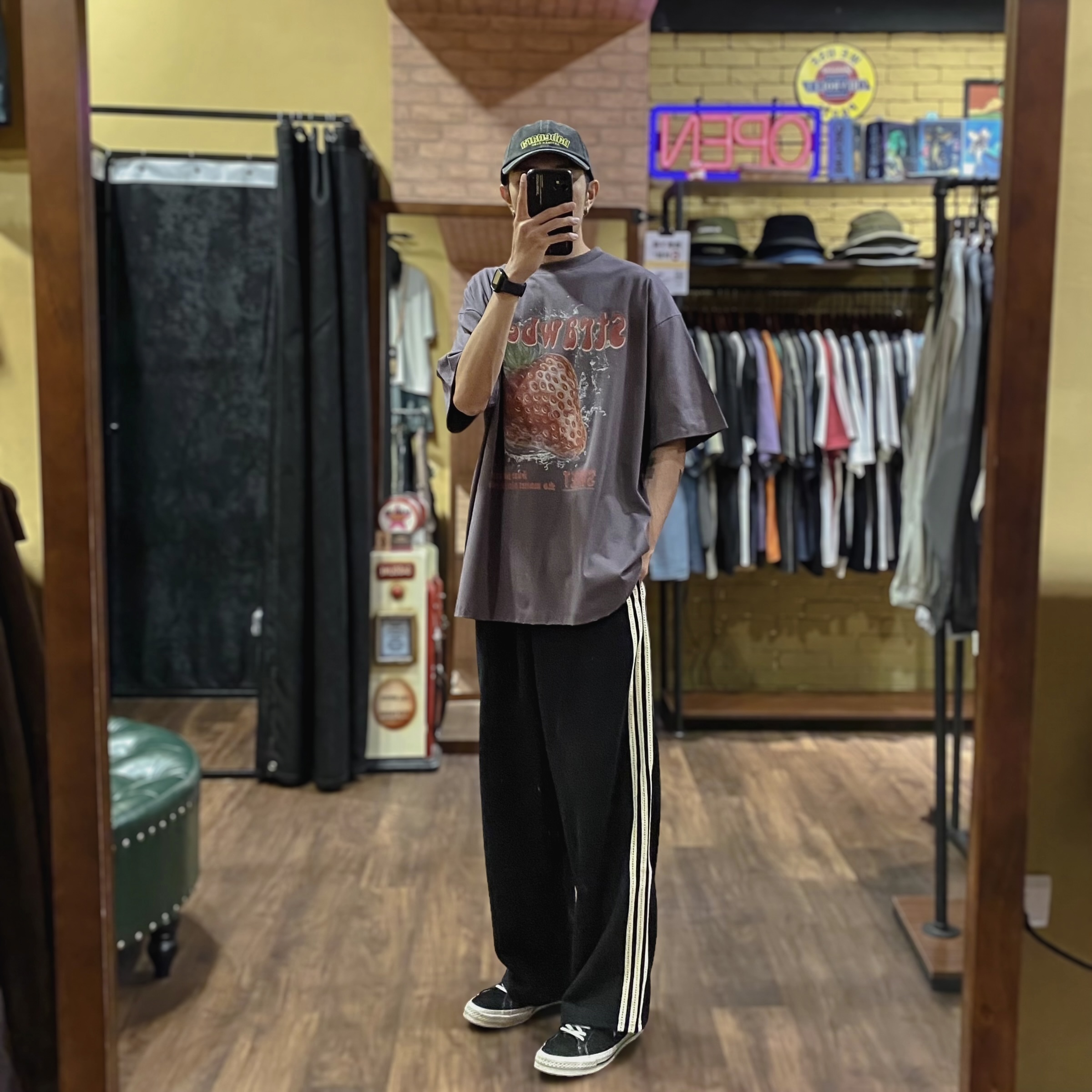 條紋運動休閒棉褲