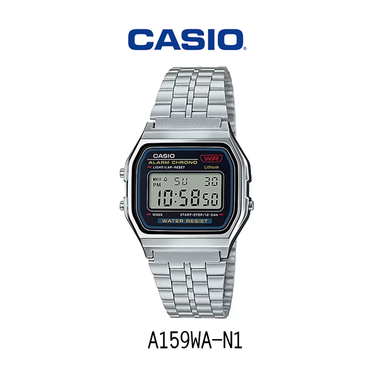 【CASIO 卡西歐】A159WA 復古經典方形金屬電子錶