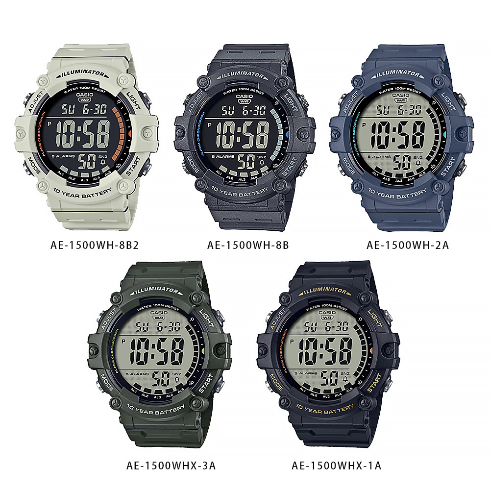 【CASIO 卡西歐】CASIO手錶 石英表 運動錶 登山錶 慢跑錶 游泳錶 防水錶 AE-1500WH AE-1500WHX