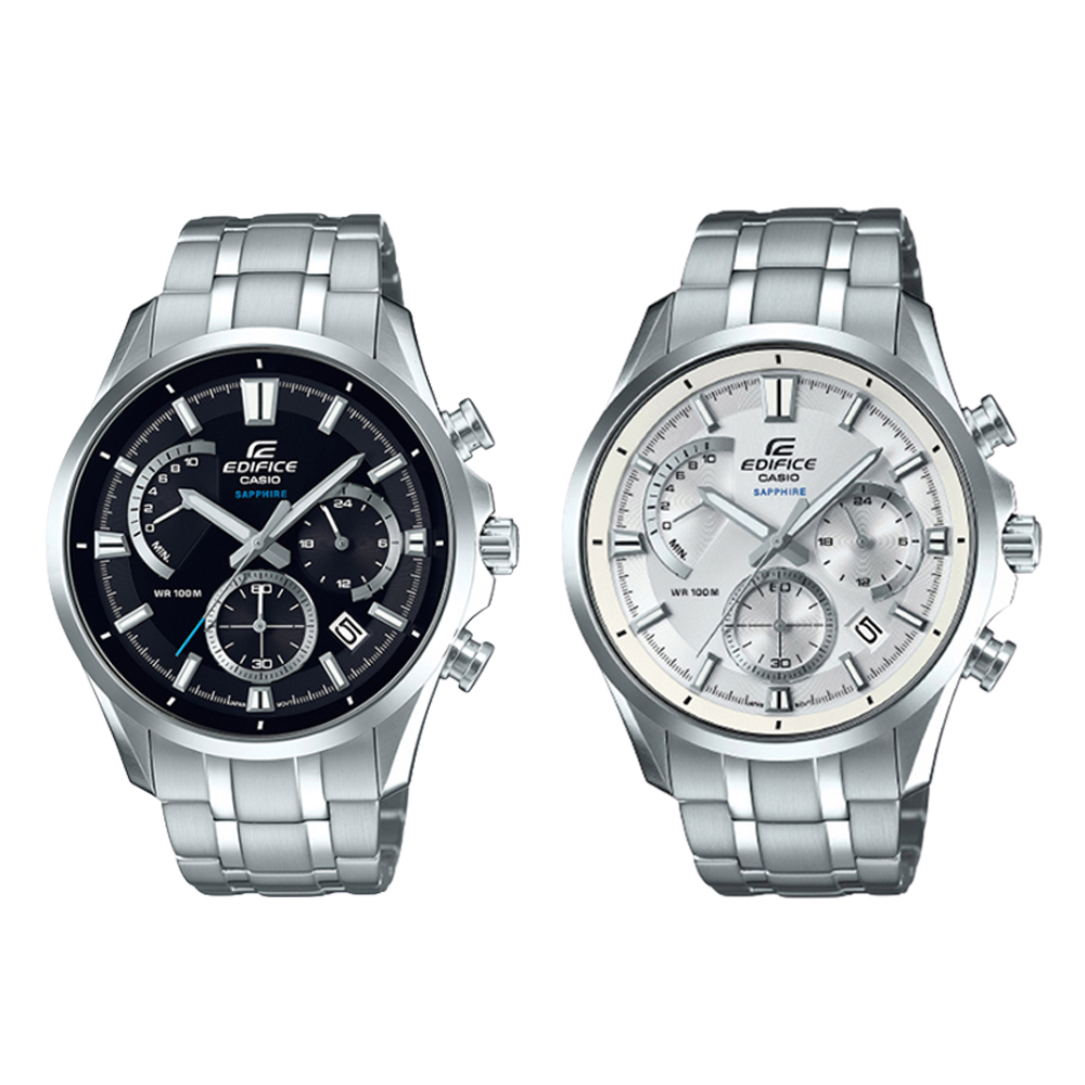 【CASIO 卡西歐】EDIFICE藍寶石玻璃簡約不鏽鋼手錶(EFB-550D)
