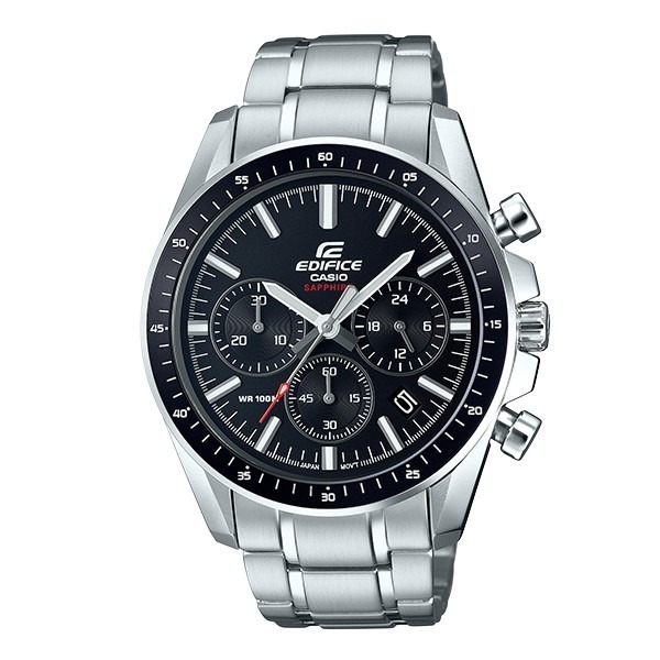 【CASIO 卡西歐】EDIFICE藍寶石鏡面三眼計時不鏽鋼手錶EFB-570D-1A EFB-570D
