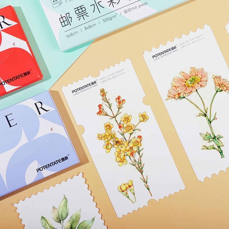 票根水彩紙 空白明信片 20張入｜POTENTATE遵爵