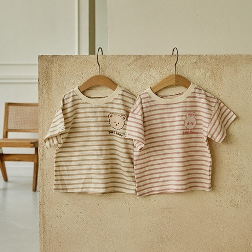 24S/S🌞DTD綿綿人物系列-透氣竹節棉條紋T