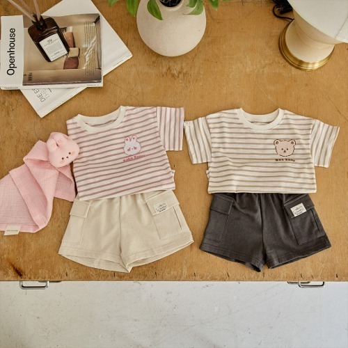 24S/S🌞DTD綿綿人物系列-透氣竹節棉條紋T