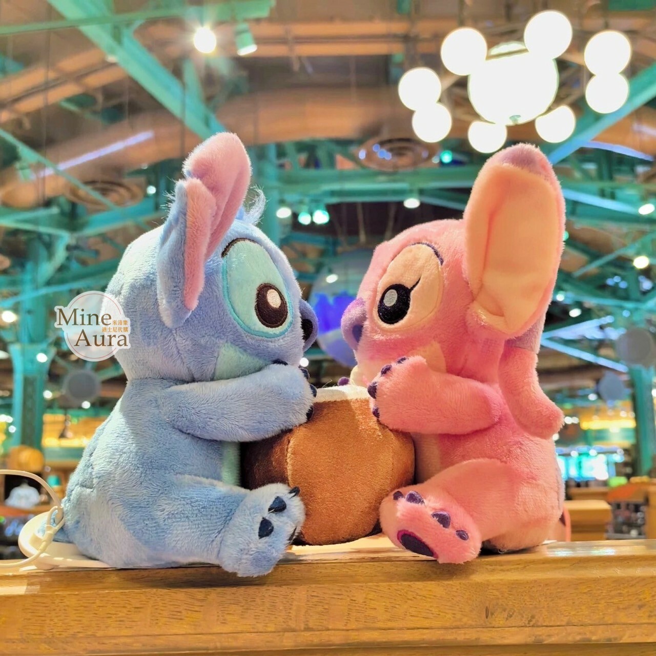 史迪奇 Stitch 安琪拉 Angel 椰子造型 娃娃 玩偶 星際寶貝 Lilo & Stitch -上海迪士尼樂園