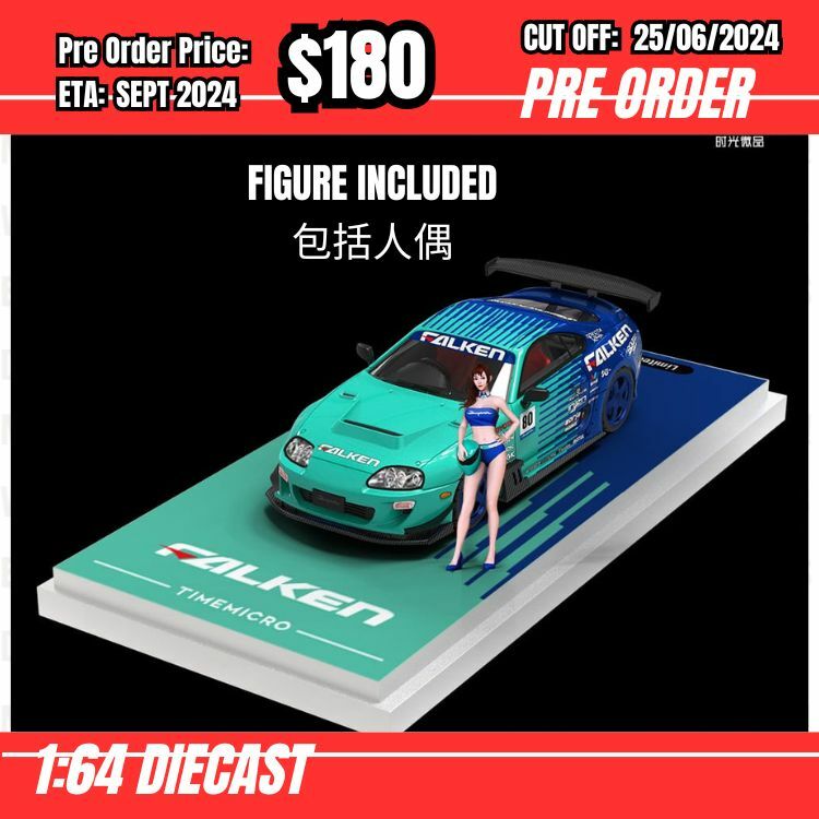 PO-$180 * Time Micro * 1:64 Supra A80 Wide Body Falken w/figure [OD22/06]