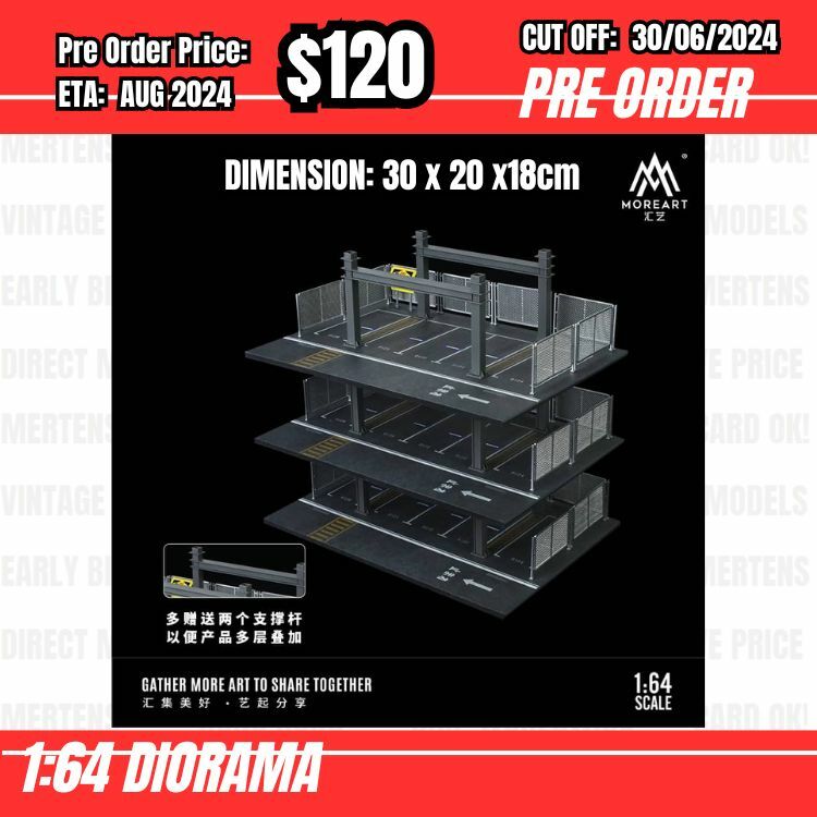 PO-$120 * Moreart * 1:64 Diorama - Three Story Parking Lot Scene (30 x 20 x18cm) [OD22/06]