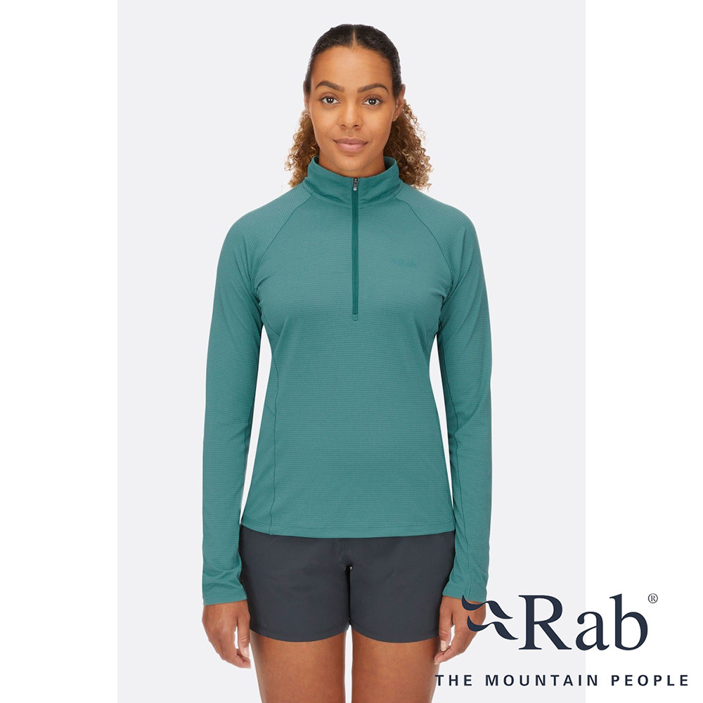 Rab Women's Sonic LS Zip 女款 長袖透氣拉鍊排汗衣 QBL-04-EUC 尤加利綠 [HappyOutdoor]