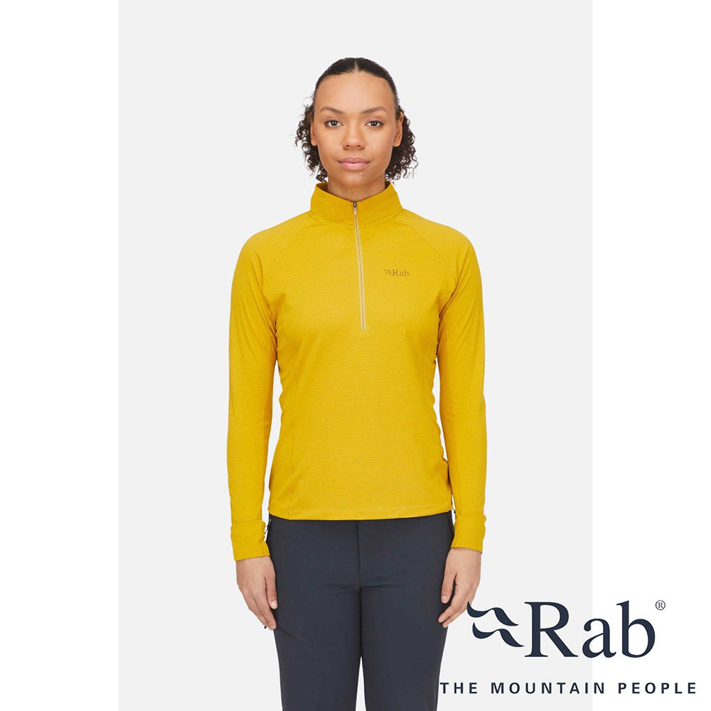 Rab Women's Sonic LS Zip 女款 長袖透氣拉鍊排汗衣 QBL-04-SAH 撒哈拉黃 [HappyOutdoor]